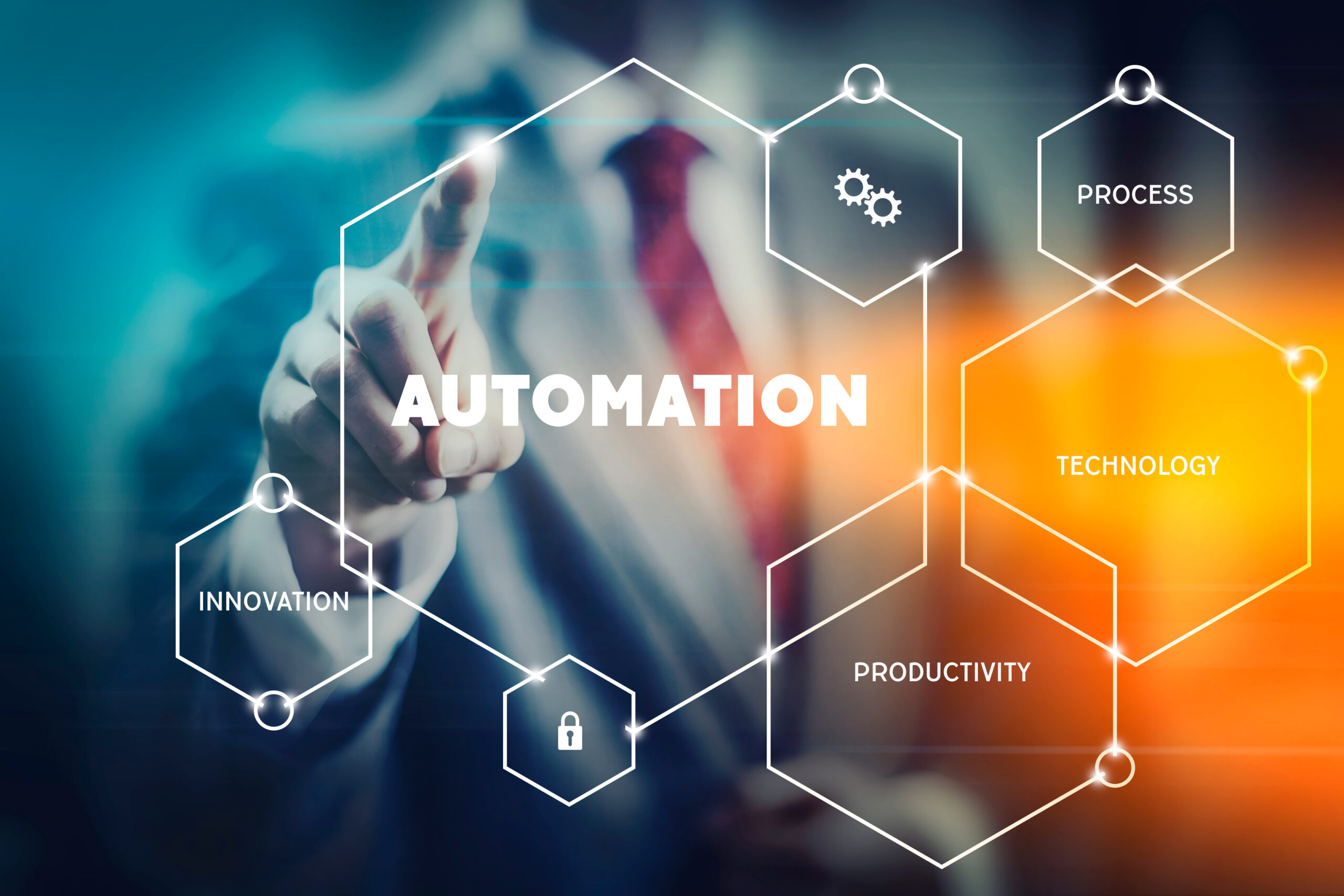 Automation visuals in a business setting with workflow.